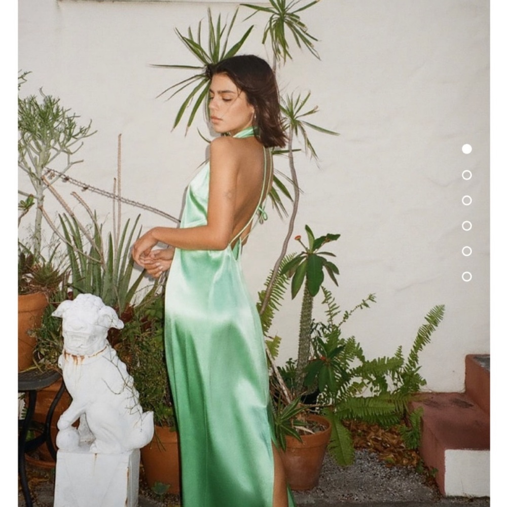 Zara green satin midi dress